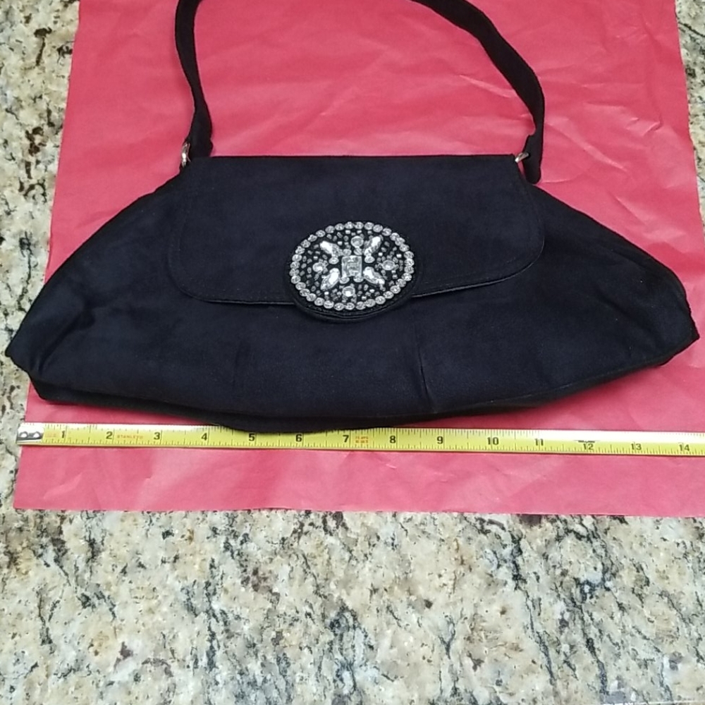 Victoria Secret Black Velvet Sparkle Accent Purse - Picture 2 of 9